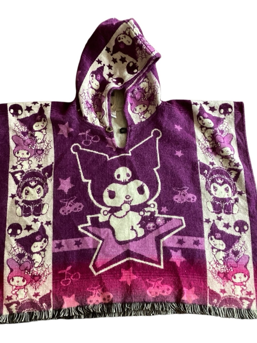 Sanrio Kuromi & Friends Hooded Poncho Spider Web Halloween Girls